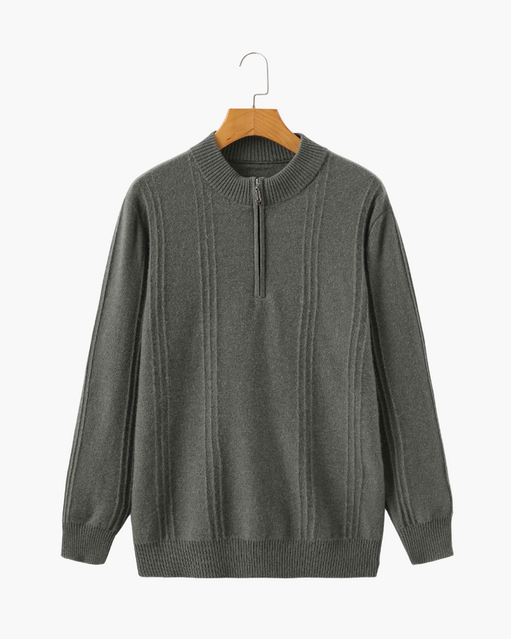 The Soriano Cashmere Ribbed Half Zip