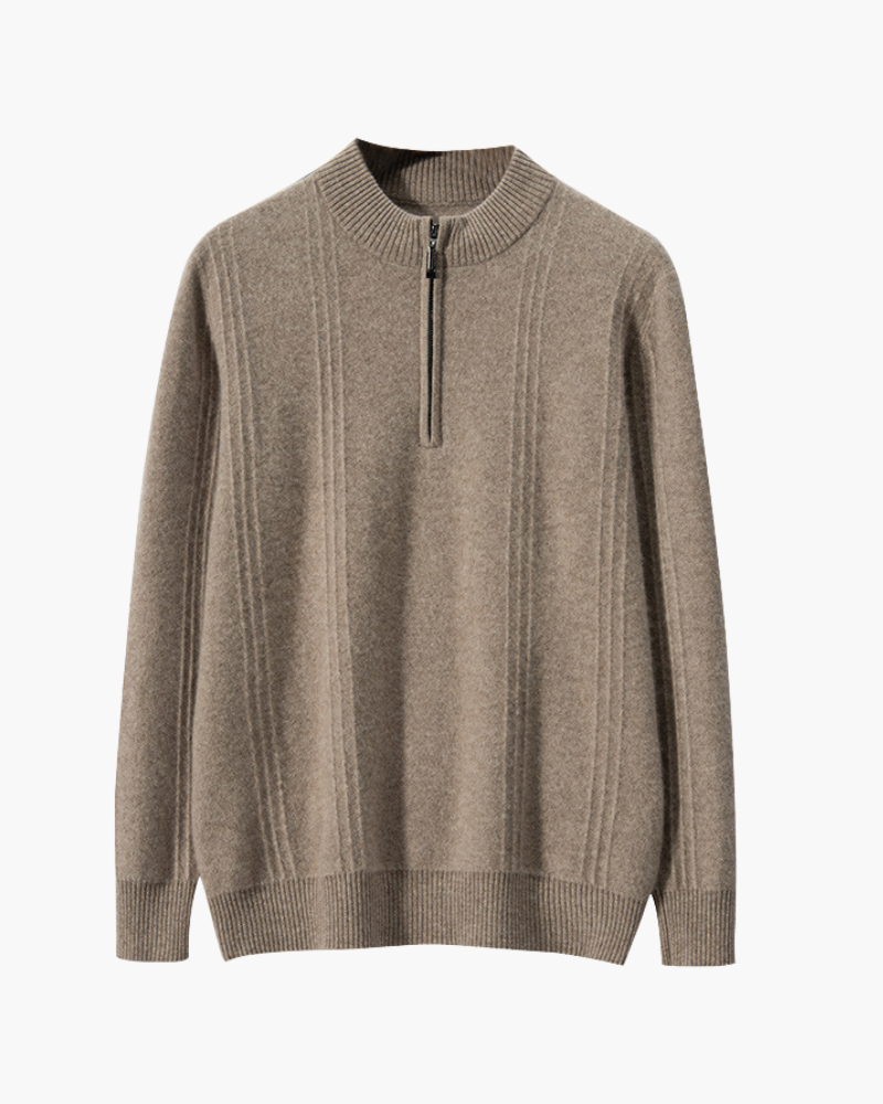 The Soriano Cashmere Ribbed Half Zip