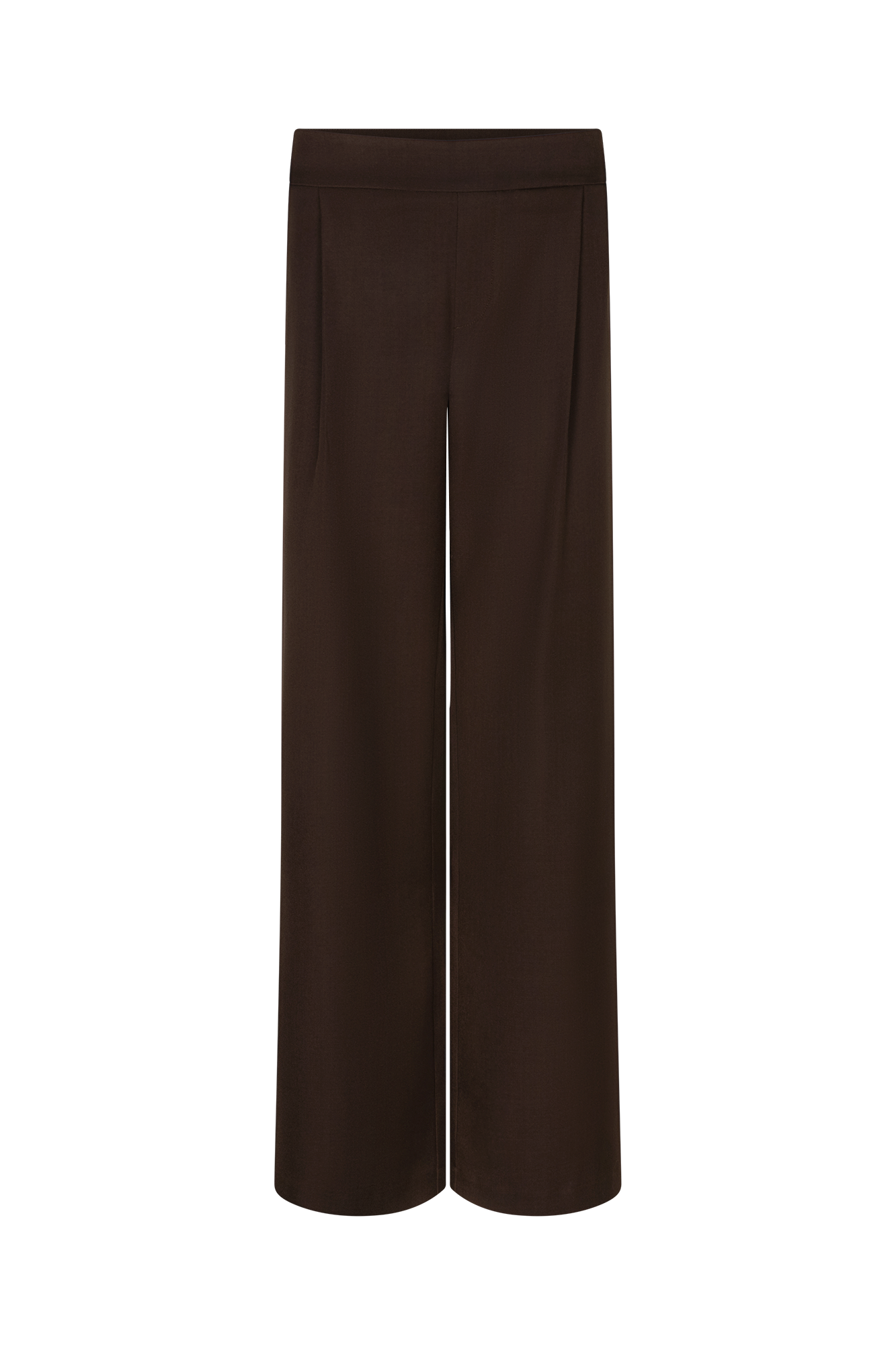 The Soriano Wide-Leg Trouser - Brown - Front