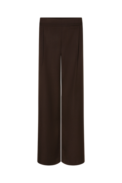 The Soriano Wide-Leg Trouser - Brown - Front