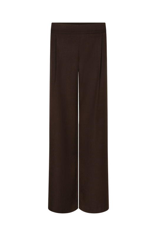 The Soriano Wide-Leg Trouser - Brown - Front