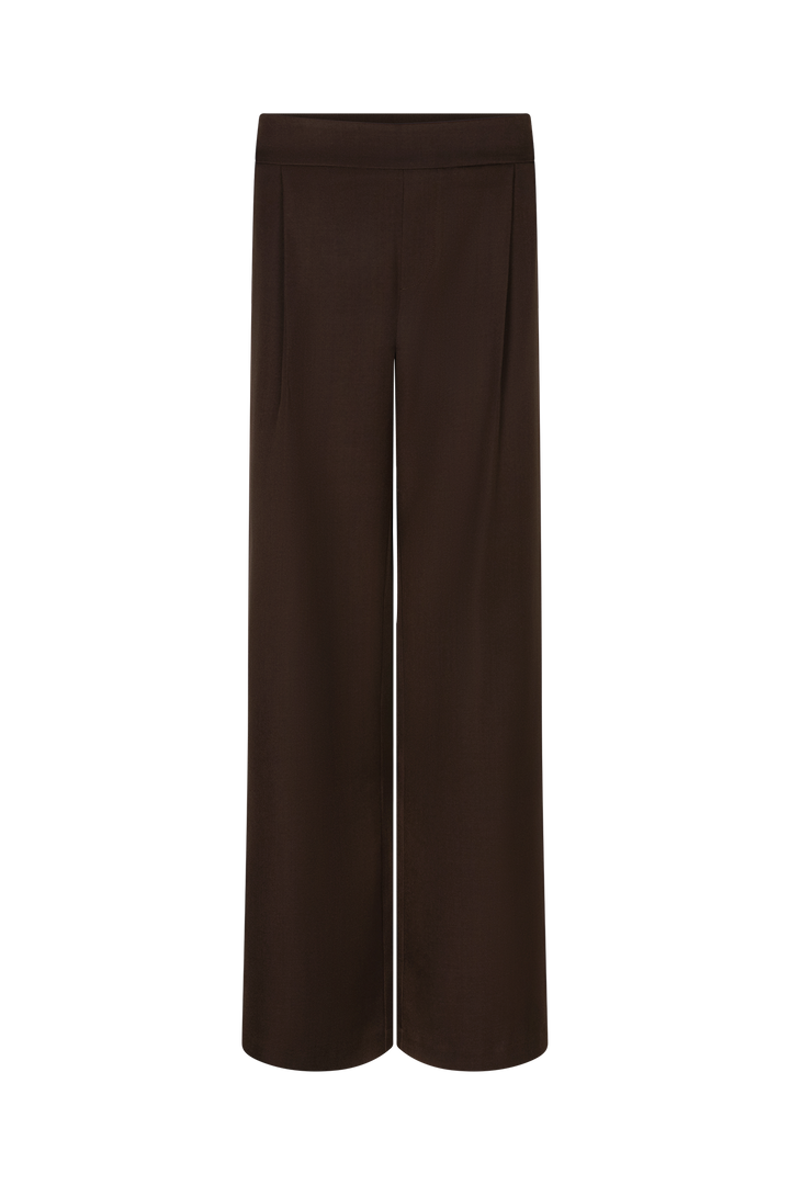 The Soriano Wide-Leg Trouser - Brown - Front
