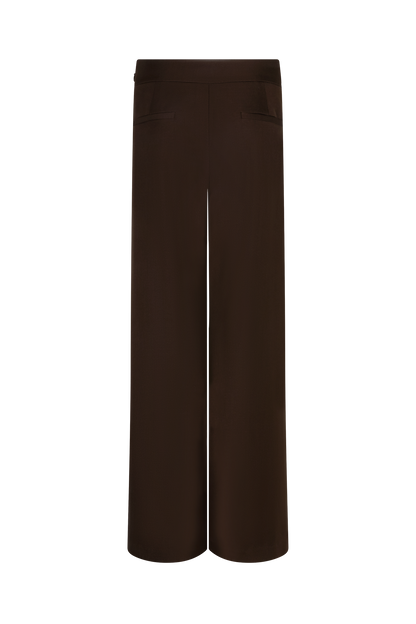 The Soriano Wide-Leg Trouser - Brown - Back