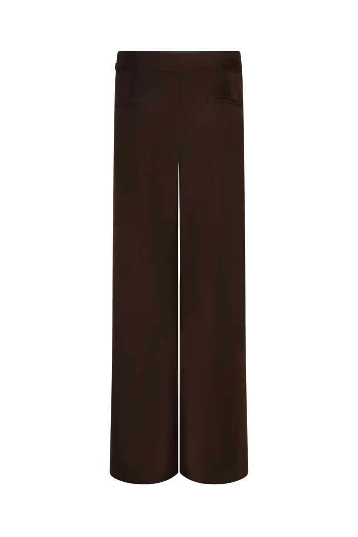 The Soriano Wide-Leg Trouser - Brown - Back