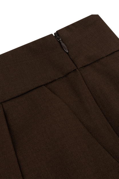 The Soriano Wide-Leg Trouser - Brown - Side