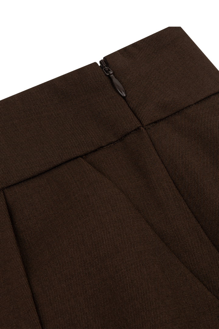 The Soriano Wide-Leg Trouser - Brown - Side