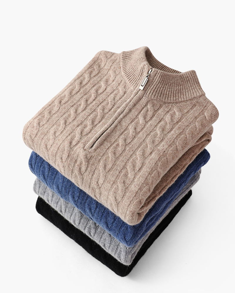 The Soriano Cashmere Woven Half Zip