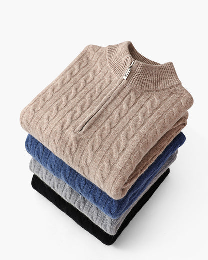 The Soriano Cashmere Woven Half Zip