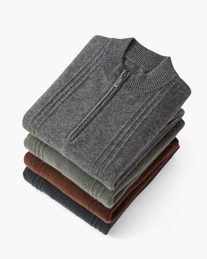 The Soriano Cashmere Ribbed Half Zip