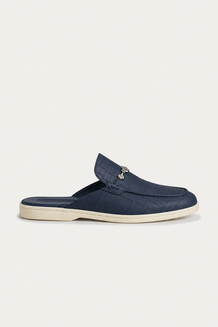 The Soriano Amalfi Croco Mule — Navy
