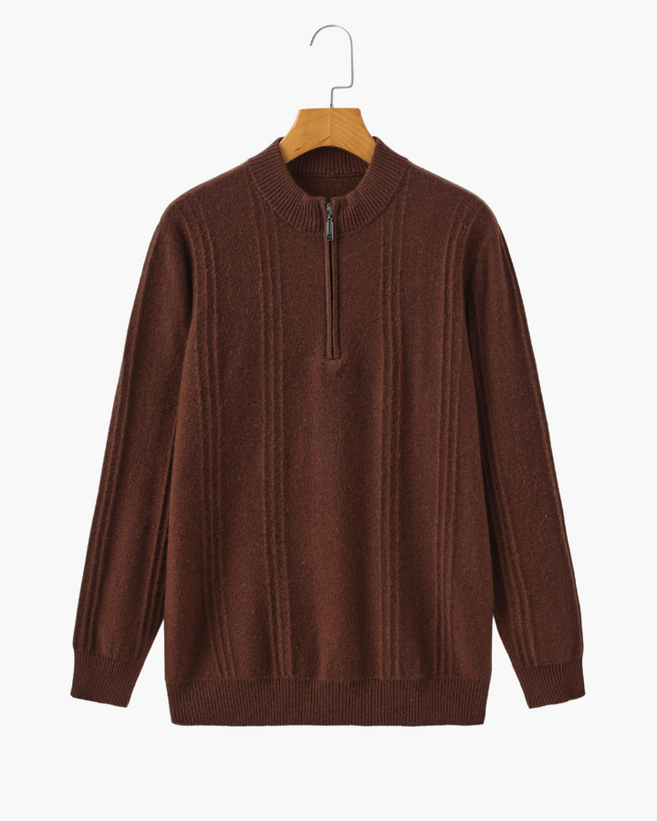 The Soriano Cashmere Ribbed Half Zip