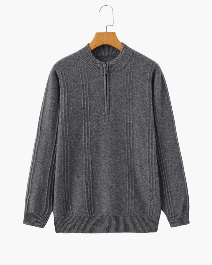 The Soriano Cashmere Ribbed Half Zip