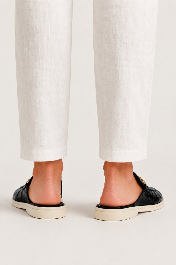 The Soriano Amalfi Croco Mule — Gloss Black