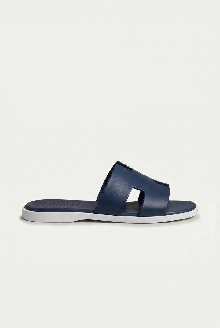 The Soriano Leather Sandal Blue/White