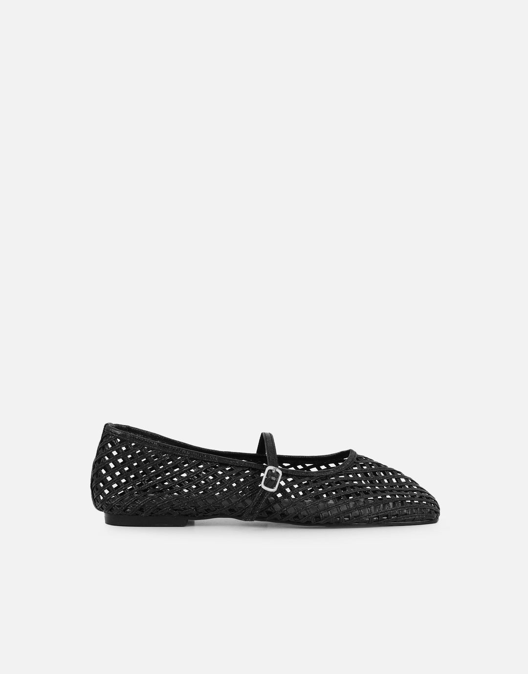 The Soriano Woven Mesh Ballet Flat - Black - Side
