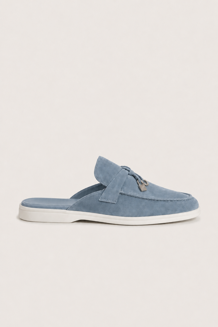 The Soriano Firenze Buckle Mule — Blue