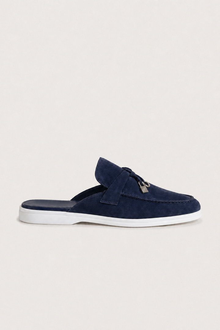 The Soriano Firenze Buckle Mule — Navy