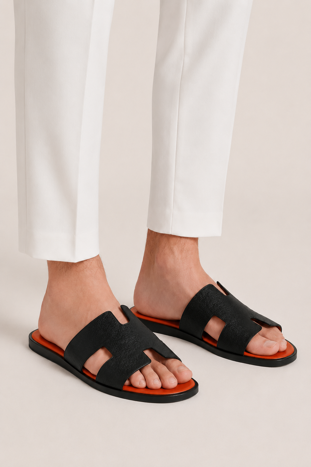 The Soriano Leather Sandal Orange/Black