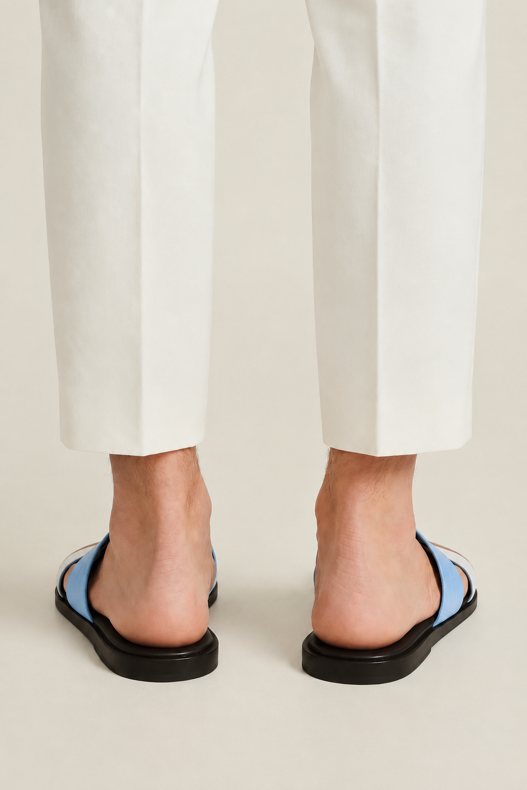 The Soriano Leather Sandal Light Blue/White