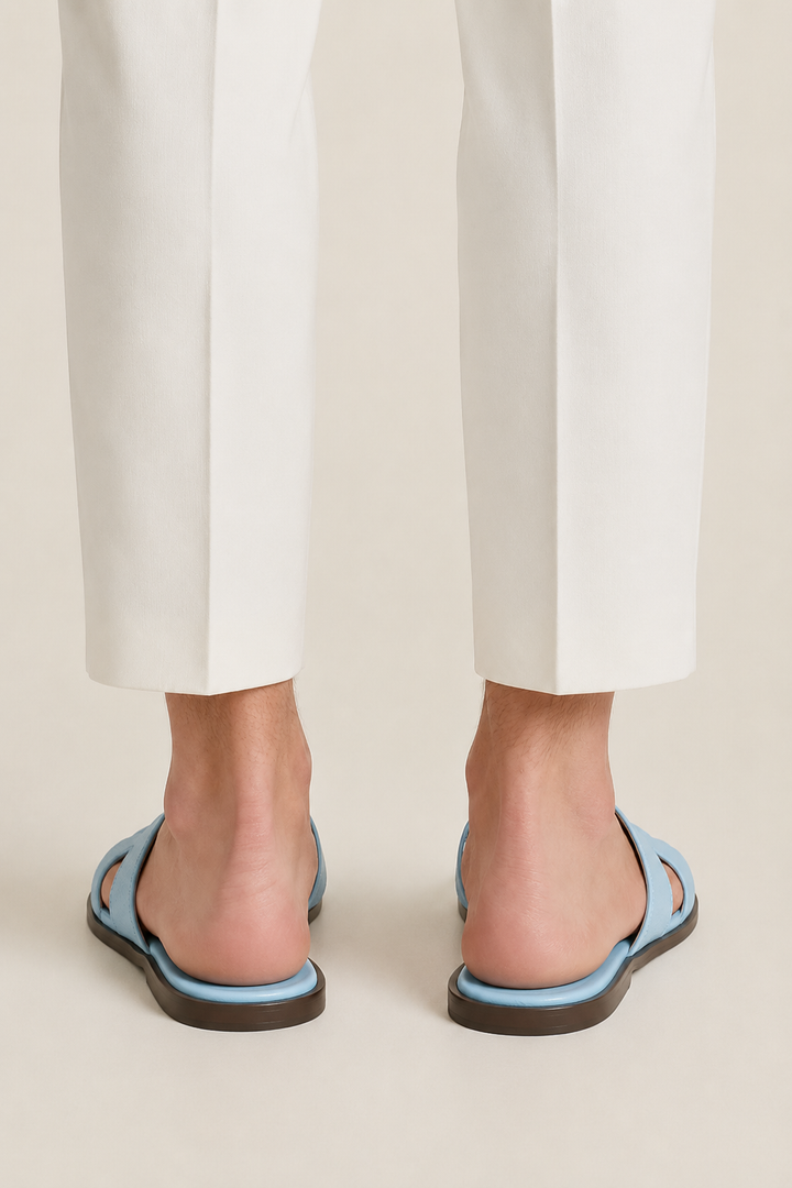 The Soriano Leather Sandal Baby Blue