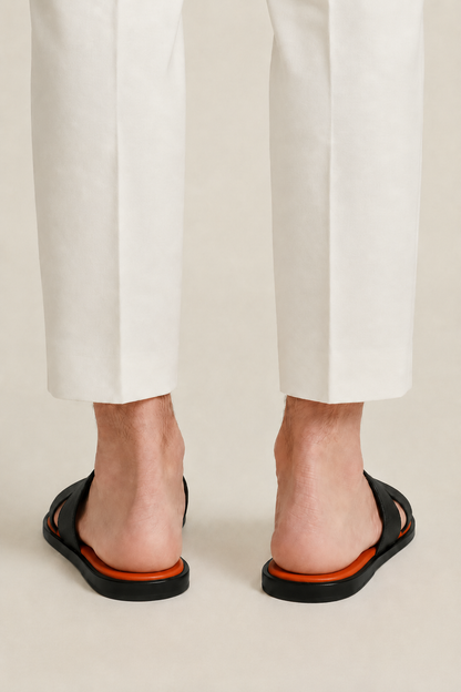 The Soriano Leather Sandal Orange/Black