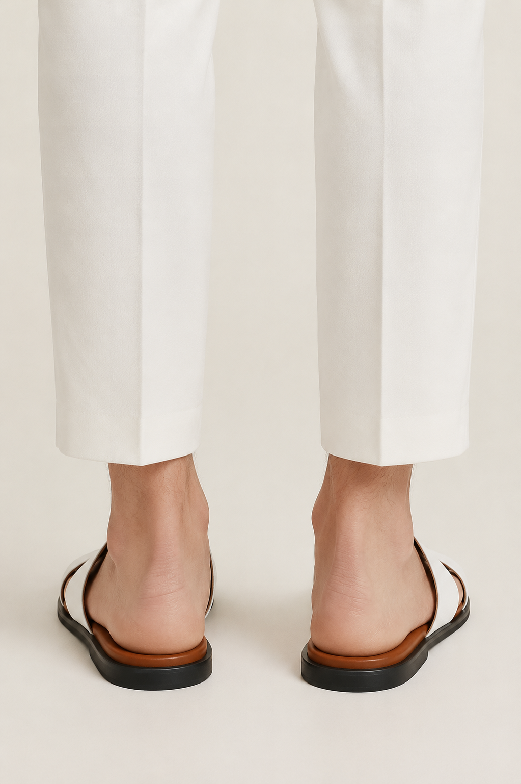 The Soriano Leather Sandal White/Brown