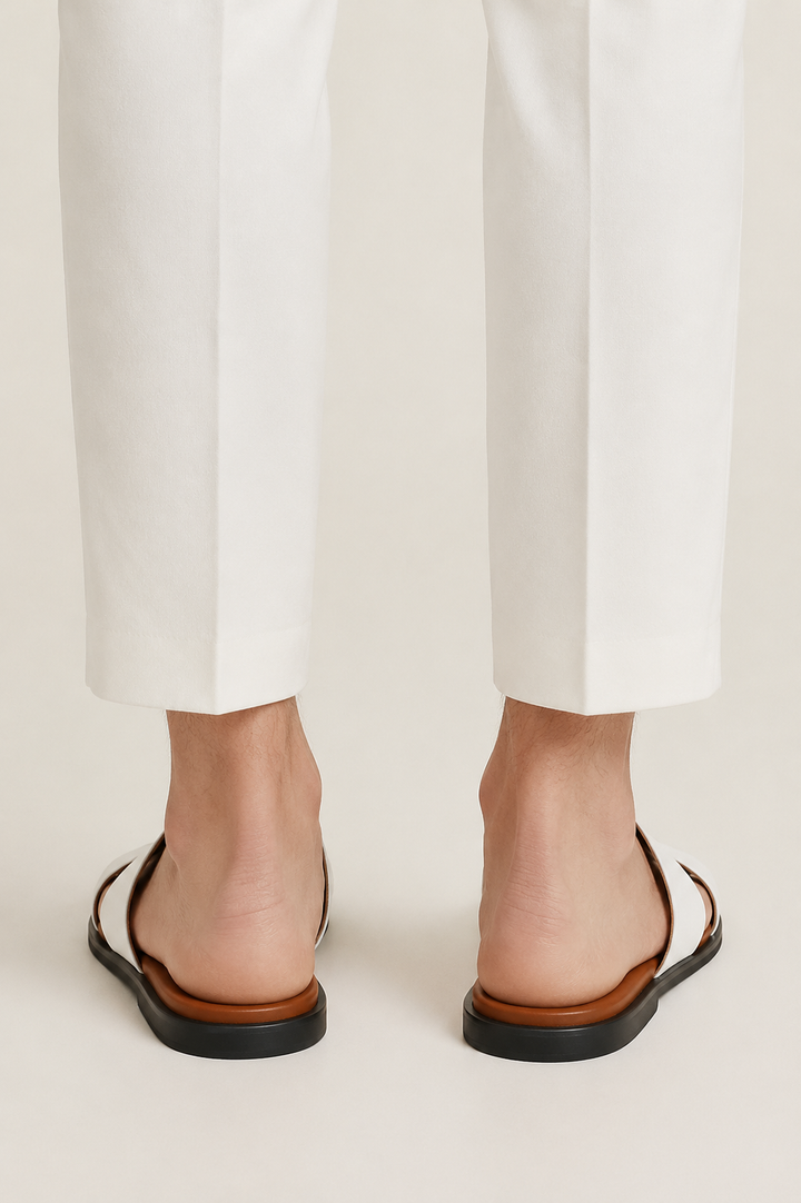 The Soriano Leather Sandal White/Brown
