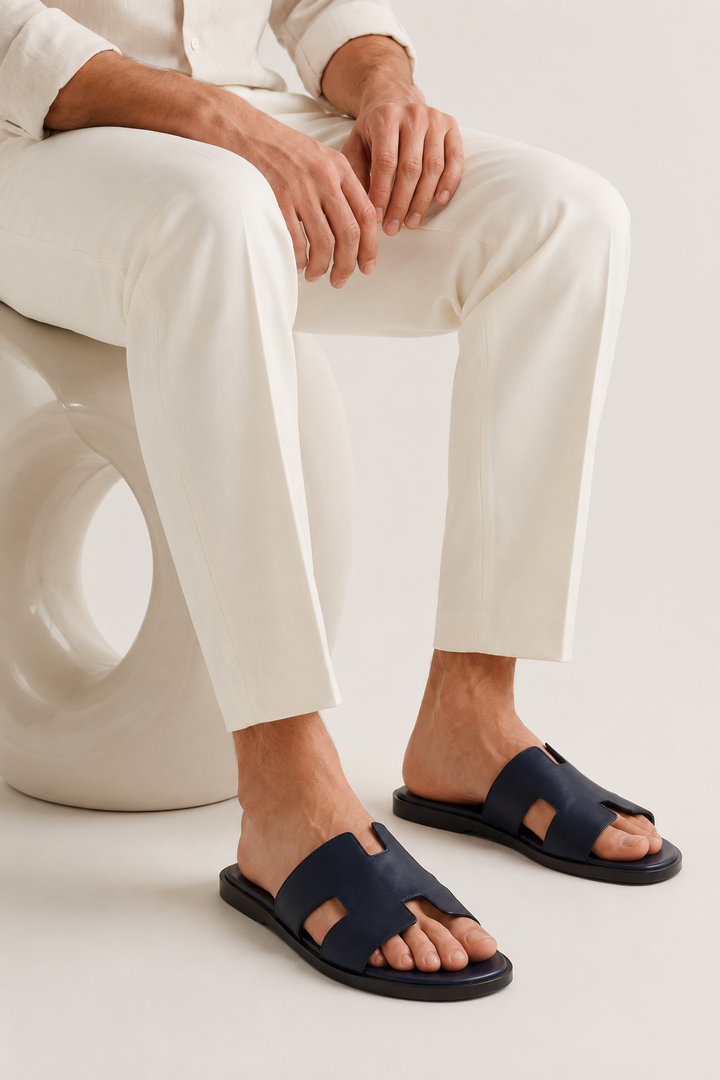 The Soriano Leather Sandal Blue