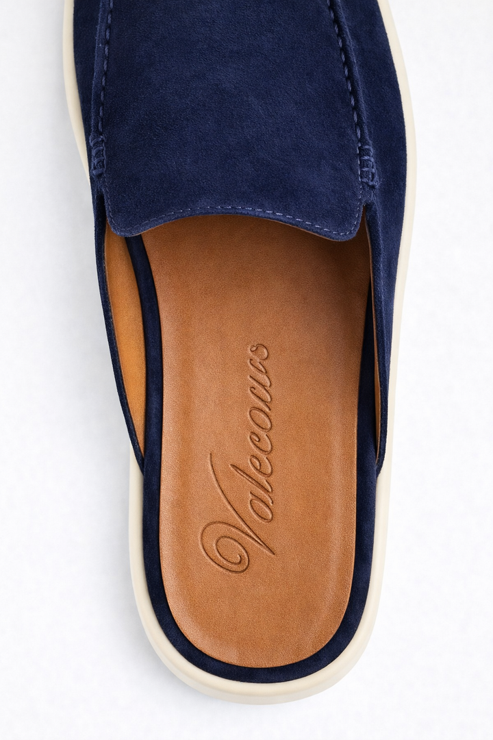 The Soriano Milano Suede Mule — Navy