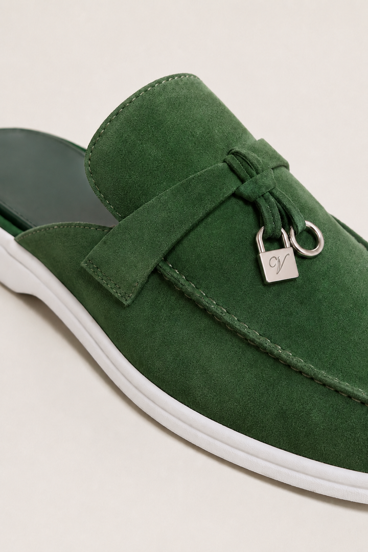 The Soriano Firenze Buckle Mule — Green