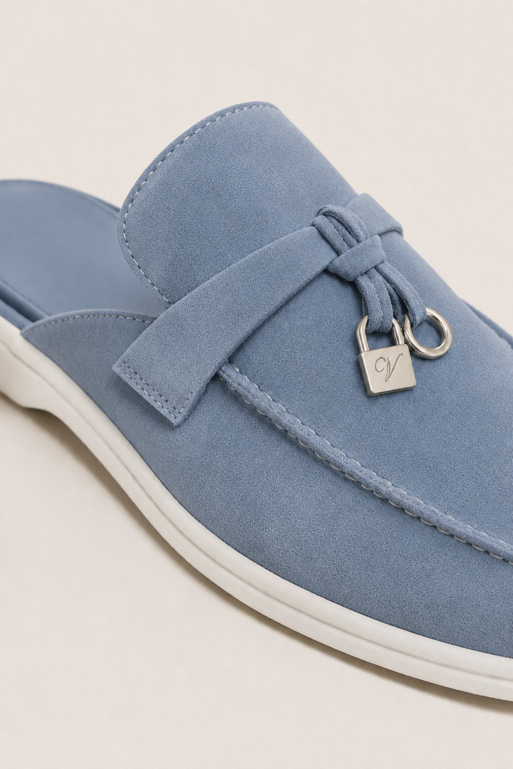 The Soriano Firenze Buckle Mule — Blue