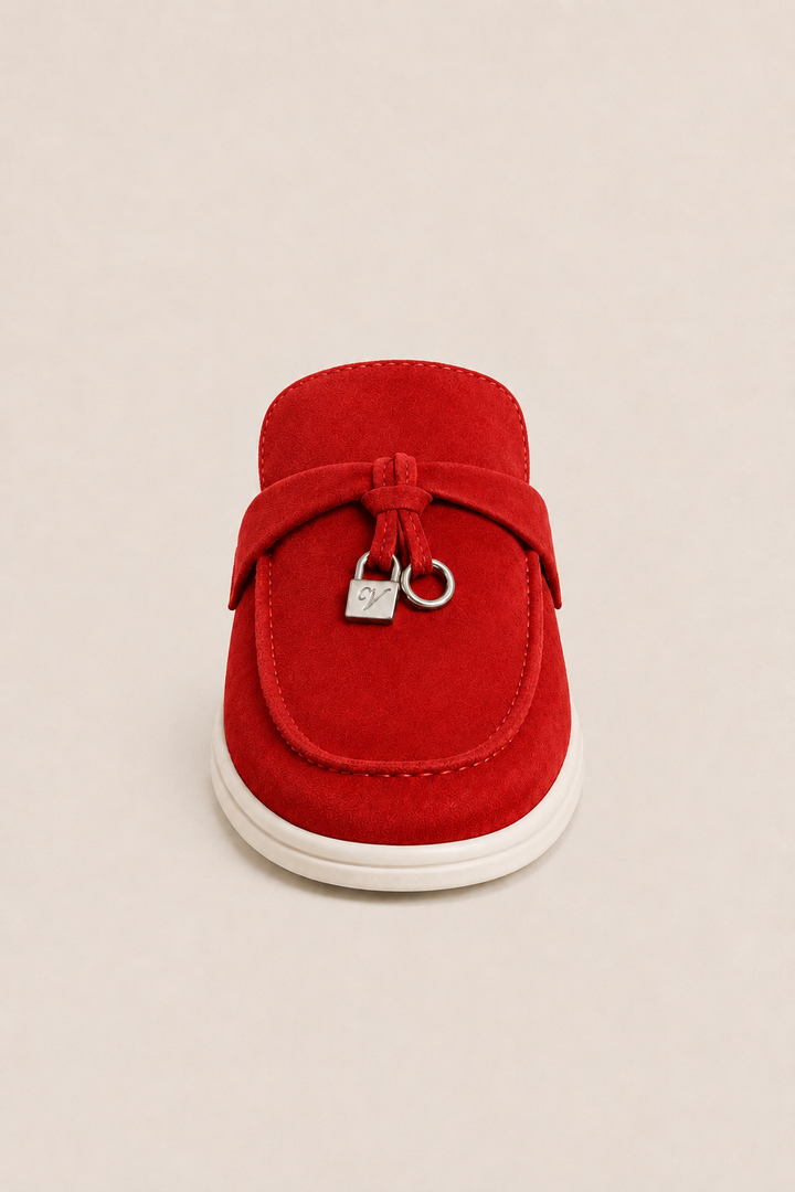 The Soriano Firenze Buckle Mule — Red