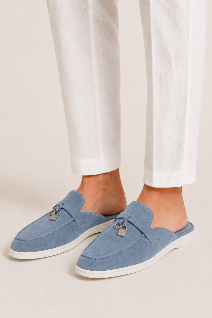 The Soriano Firenze Buckle Mule — Blue