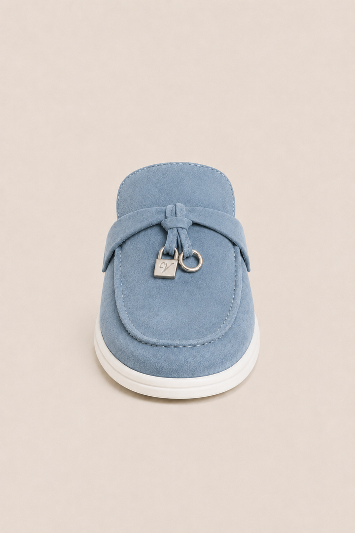The Soriano Firenze Buckle Mule — Blue