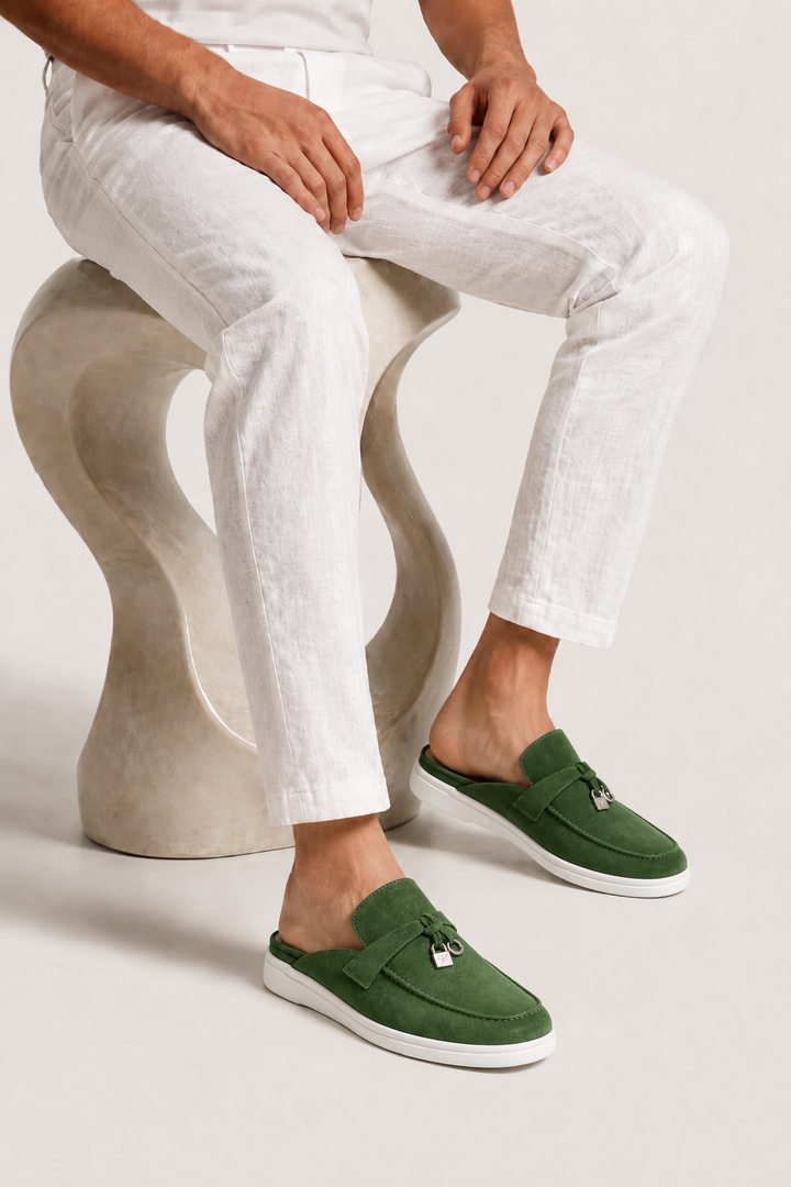 The Soriano Firenze Buckle Mule — Green