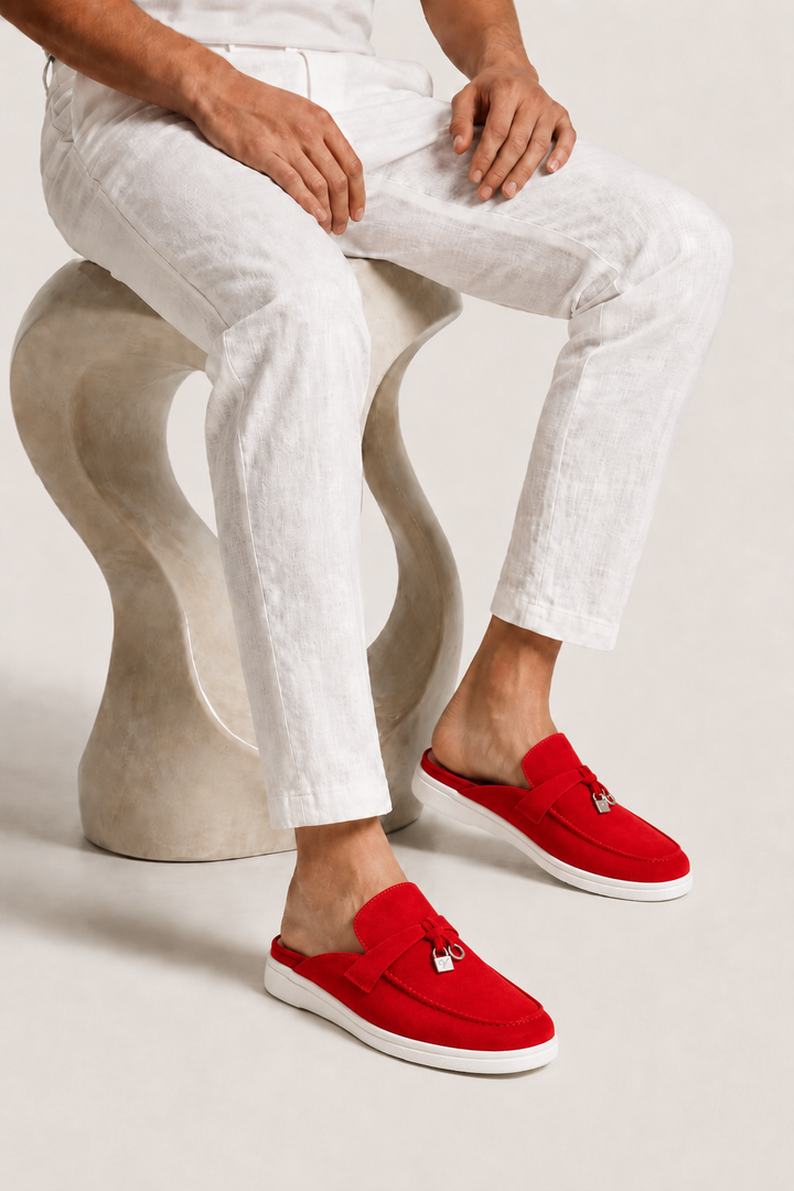 The Soriano Firenze Buckle Mule — Red