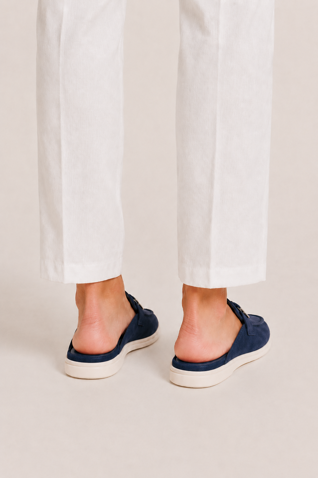 The Soriano Firenze Buckle Mule — Navy