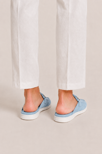 The Soriano Firenze Buckle Mule — Light Blue