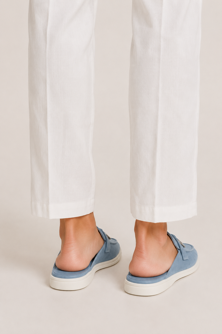 The Soriano Firenze Buckle Mule — Blue