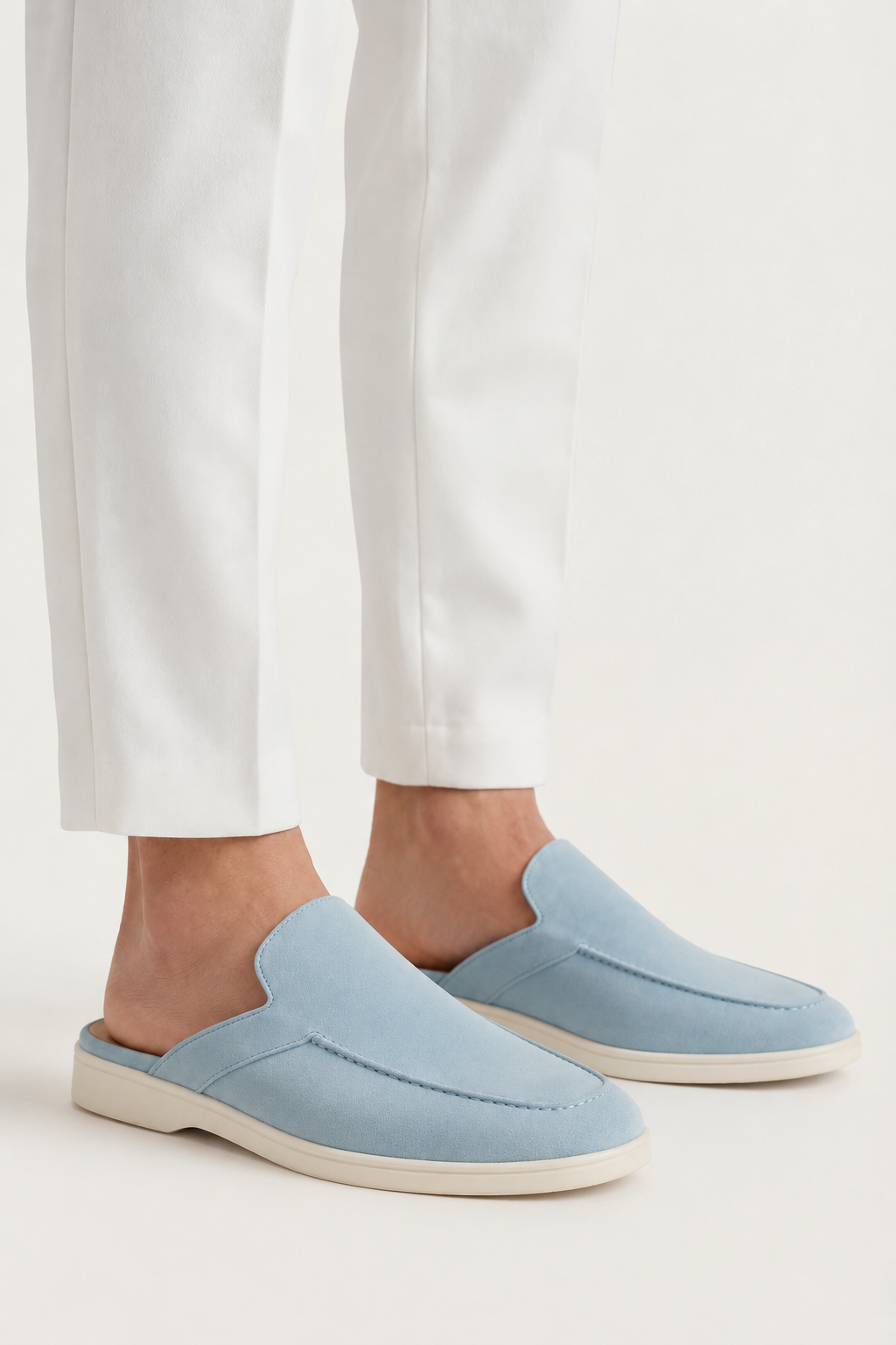 The Soriano Verona Moc-Toe Mule — Sky