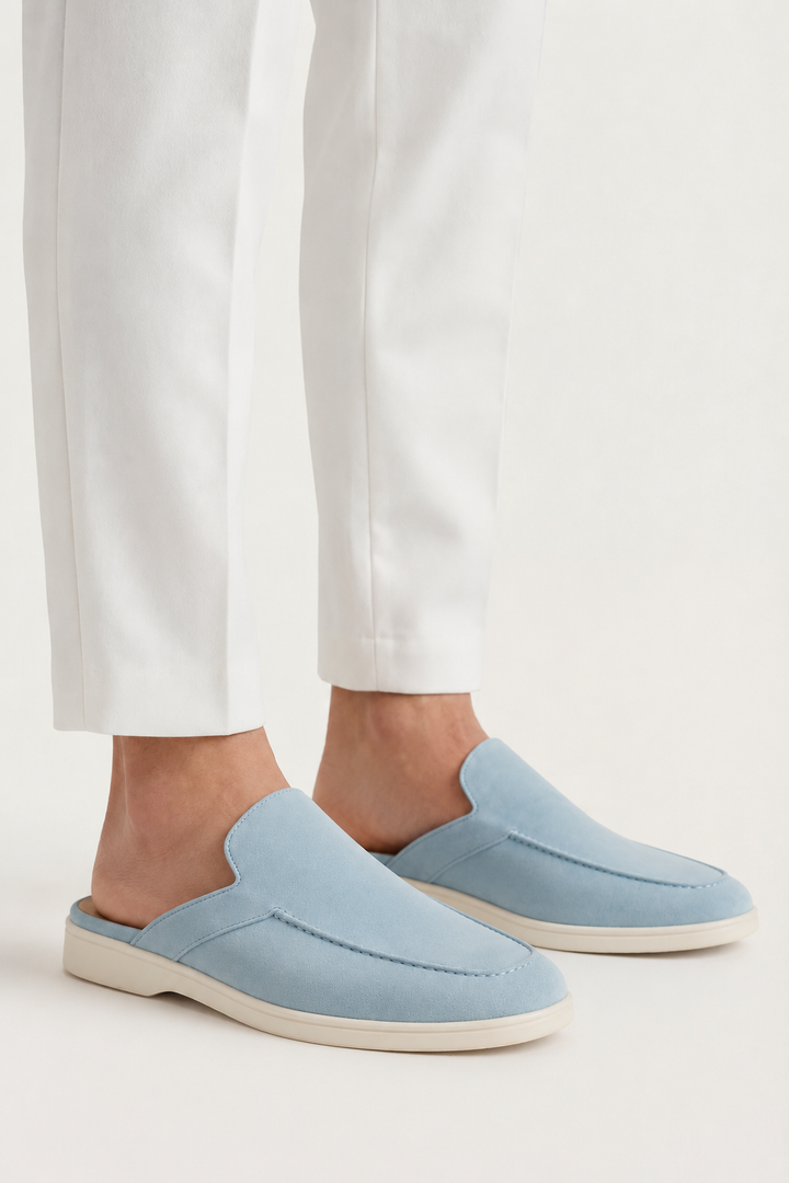 The Soriano Verona Moc-Toe Mule — Sky