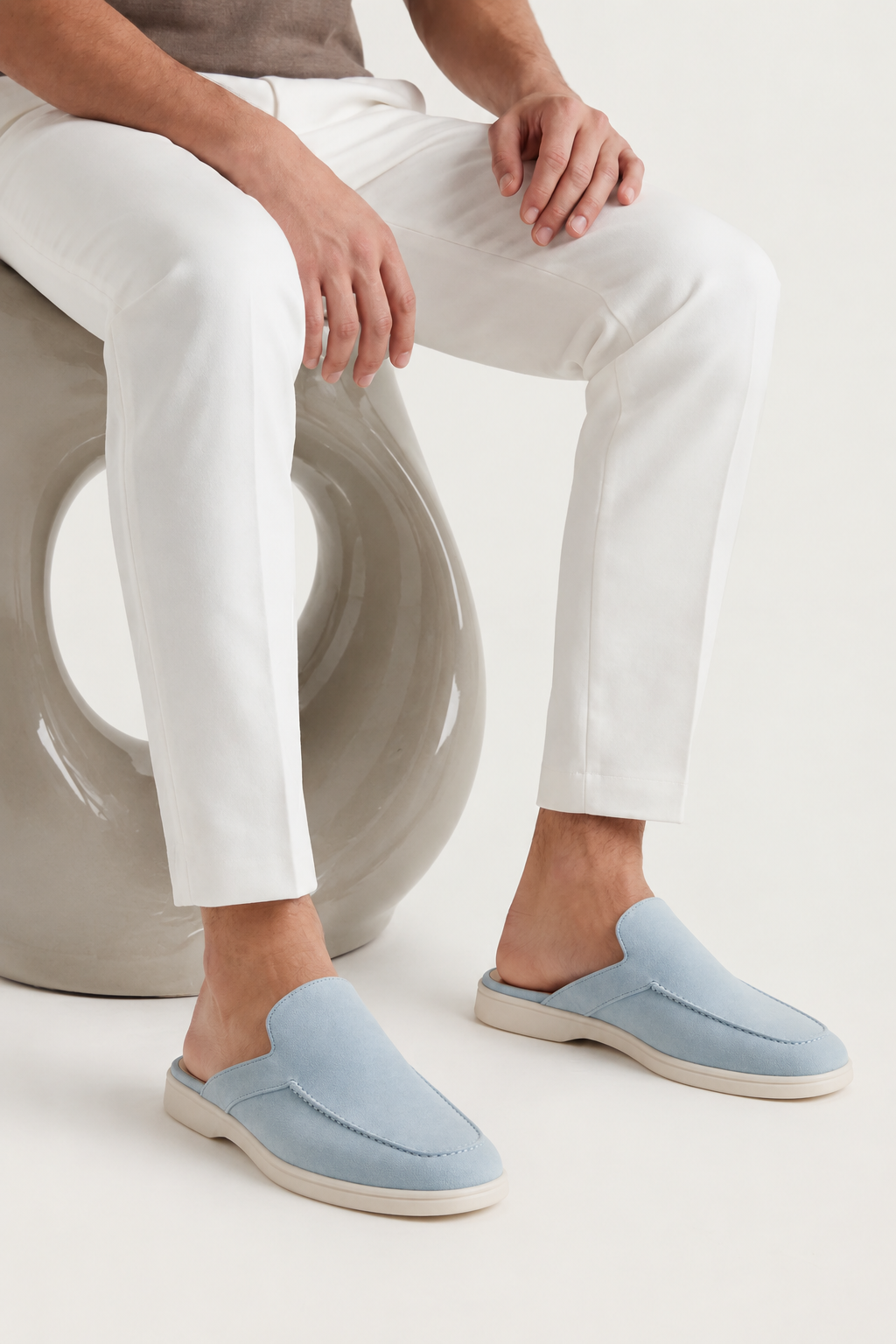 The Soriano Verona Moc-Toe Mule — Sky