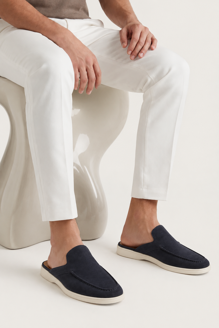 The Soriano Verona Moc-Toe Mule — Navy