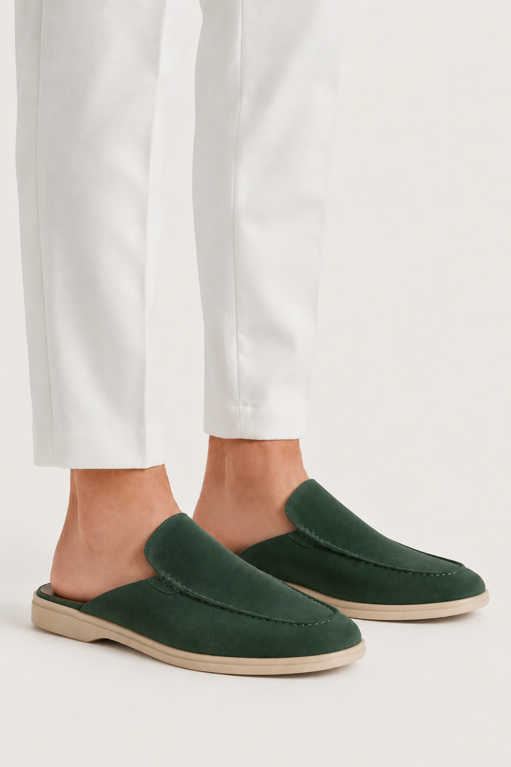 The Soriano Milano Suede Mule — Forest Green