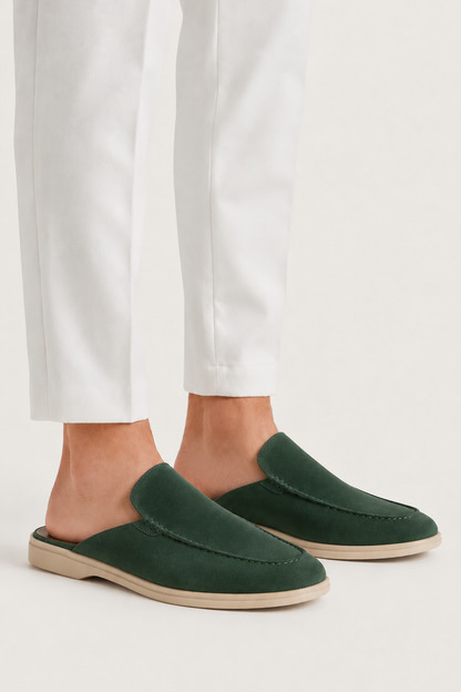 The Soriano Milano Suede Mule — Forest Green