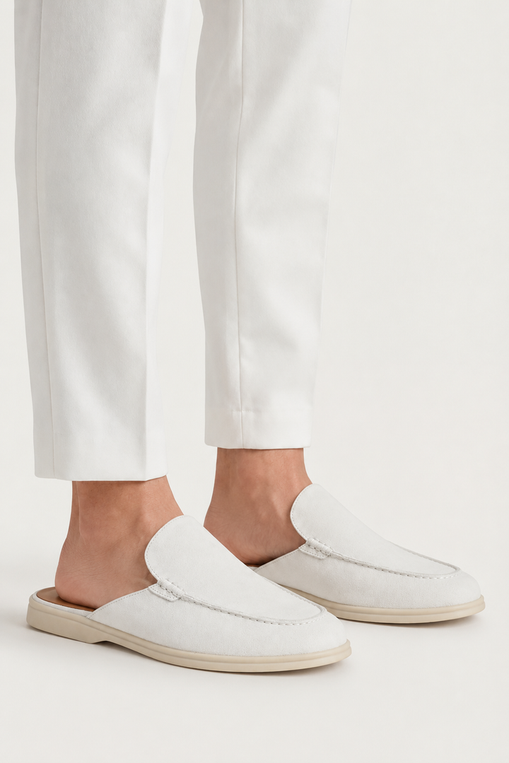 The Soriano Milano Suede Mule — White