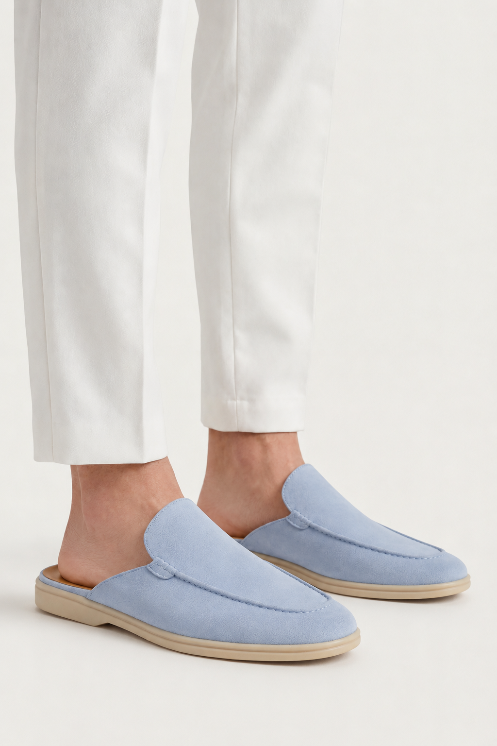 The Soriano Milano Suede Mule — Light Blue