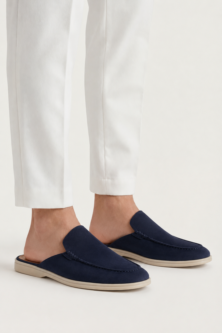The Soriano Milano Suede Mule — Navy