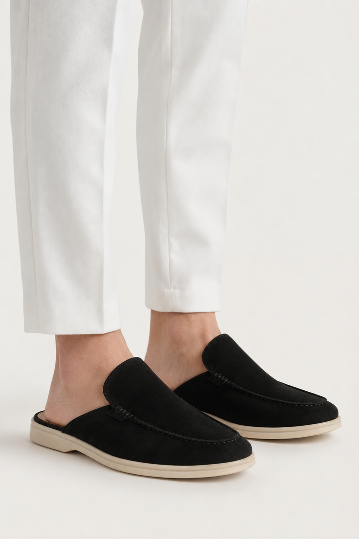 The Soriano Milano Suede Mule — Black
