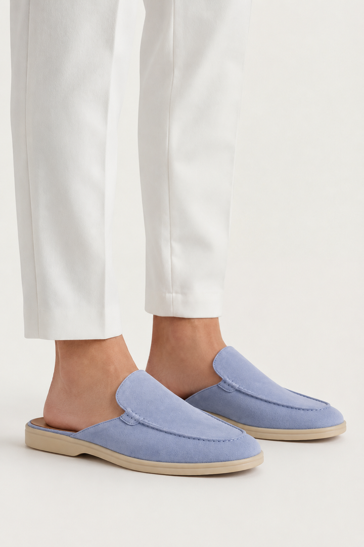 The Soriano Milano Suede Mule — Baby Blue